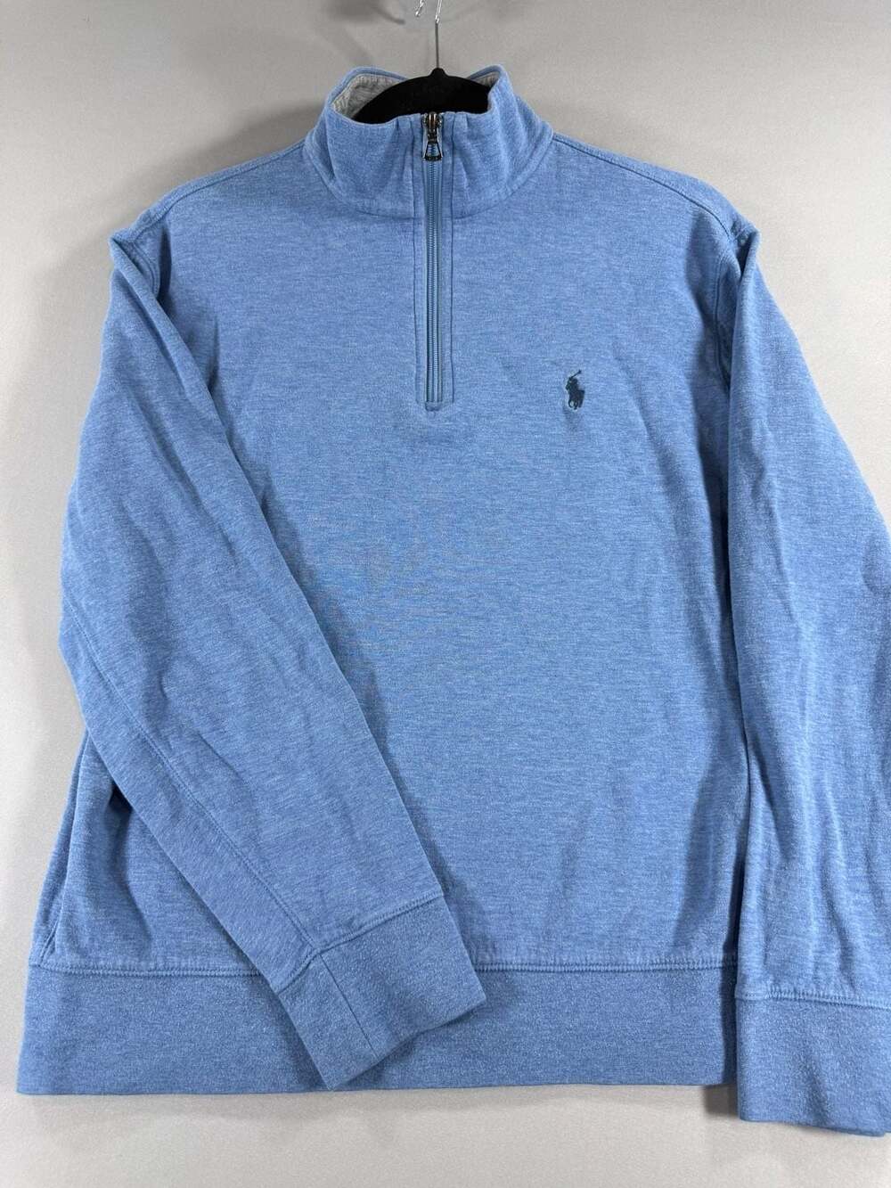 Polo Ralph Lauren Men Blue Luxury Jersey Quarter Zip Pullover Sweater Size S